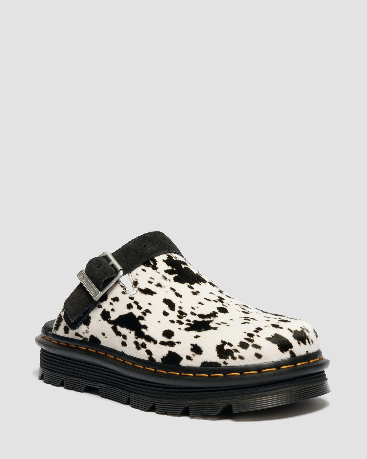 Zebzag Dalmatian Hair On Leather Platform Mules - view 1