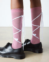 Long Lace-Up Organic Cotton Blend Socks - view 2