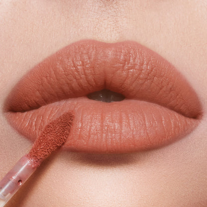 Airbrush Flawless Lip Blur in Nude close up on a fair skin tone model