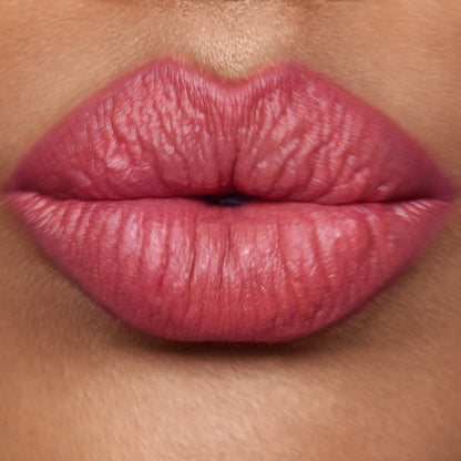 Rose Airbrush Lip Blur close up on a medium skin tone model