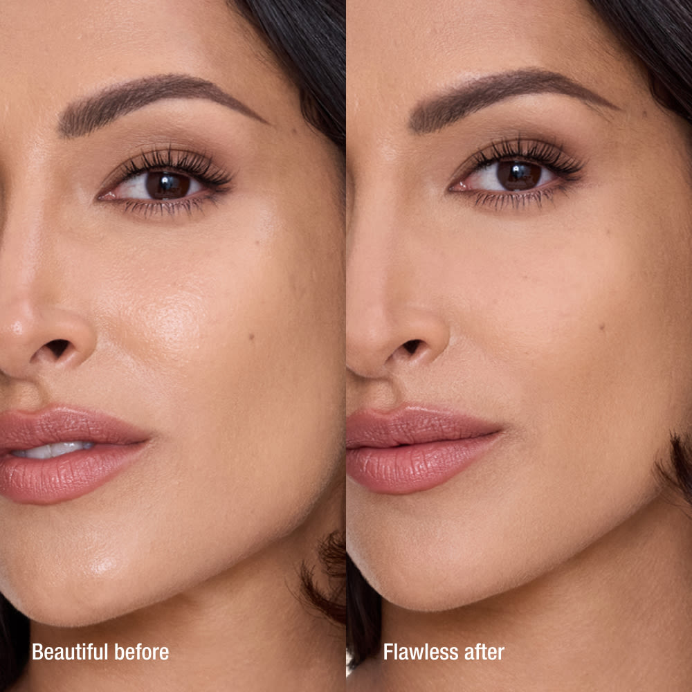 AIRBRUSH FLAWLESS FINISH POWDER - MEDIUM BEFORE AND AFTER