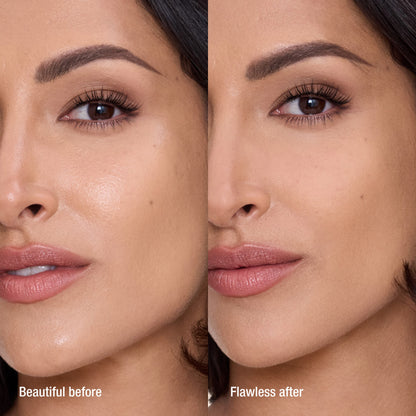 AIRBRUSH FLAWLESS FINISH POWDER - MEDIUM BEFORE AND AFTER