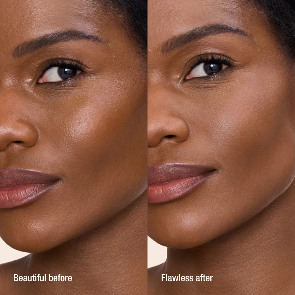 AIRBRUSH FLAWLESS FINISH POWDER - TAN BEFORE AND AFTER