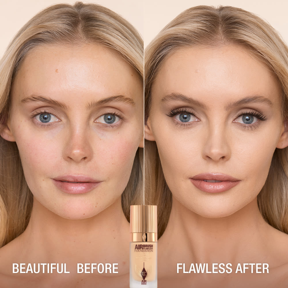 AIRBRUSH FLAWLESS FOUNDATION BEFORE AND AFTER 4 WARM