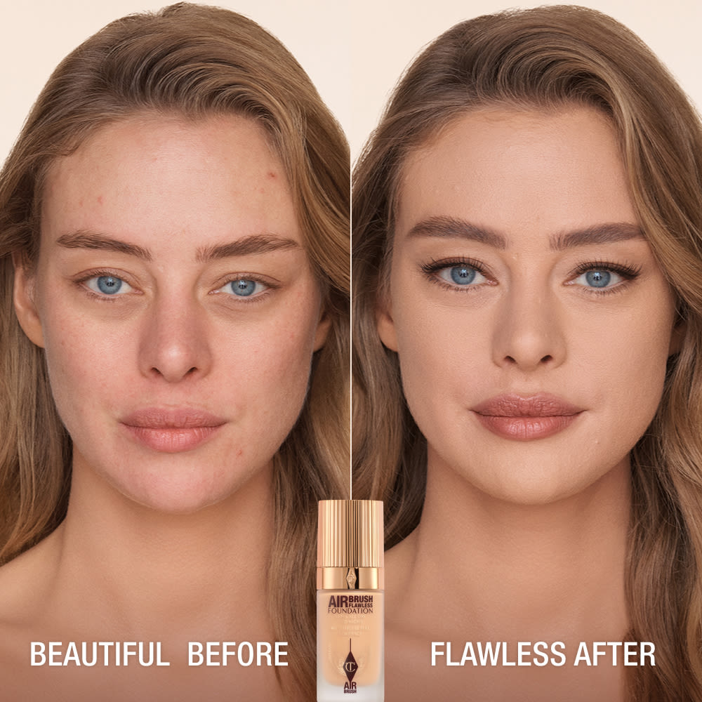 AIRBRUSH FLAWLESS FOUNDATION BEFORE AND AFTER 7 COOL