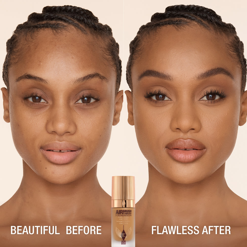 AIRBRUSH FLAWLESS FOUNDATION BEFORE AND AFTER 10 warm