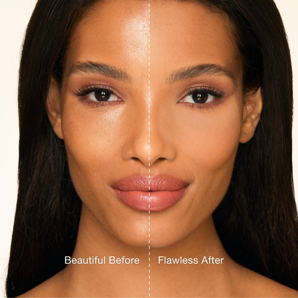 Loose Powder Before and After Medium Tan