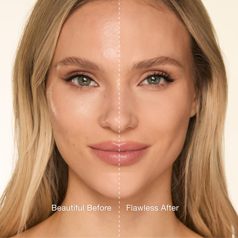 Brightening Pink Loose Powder Before and After