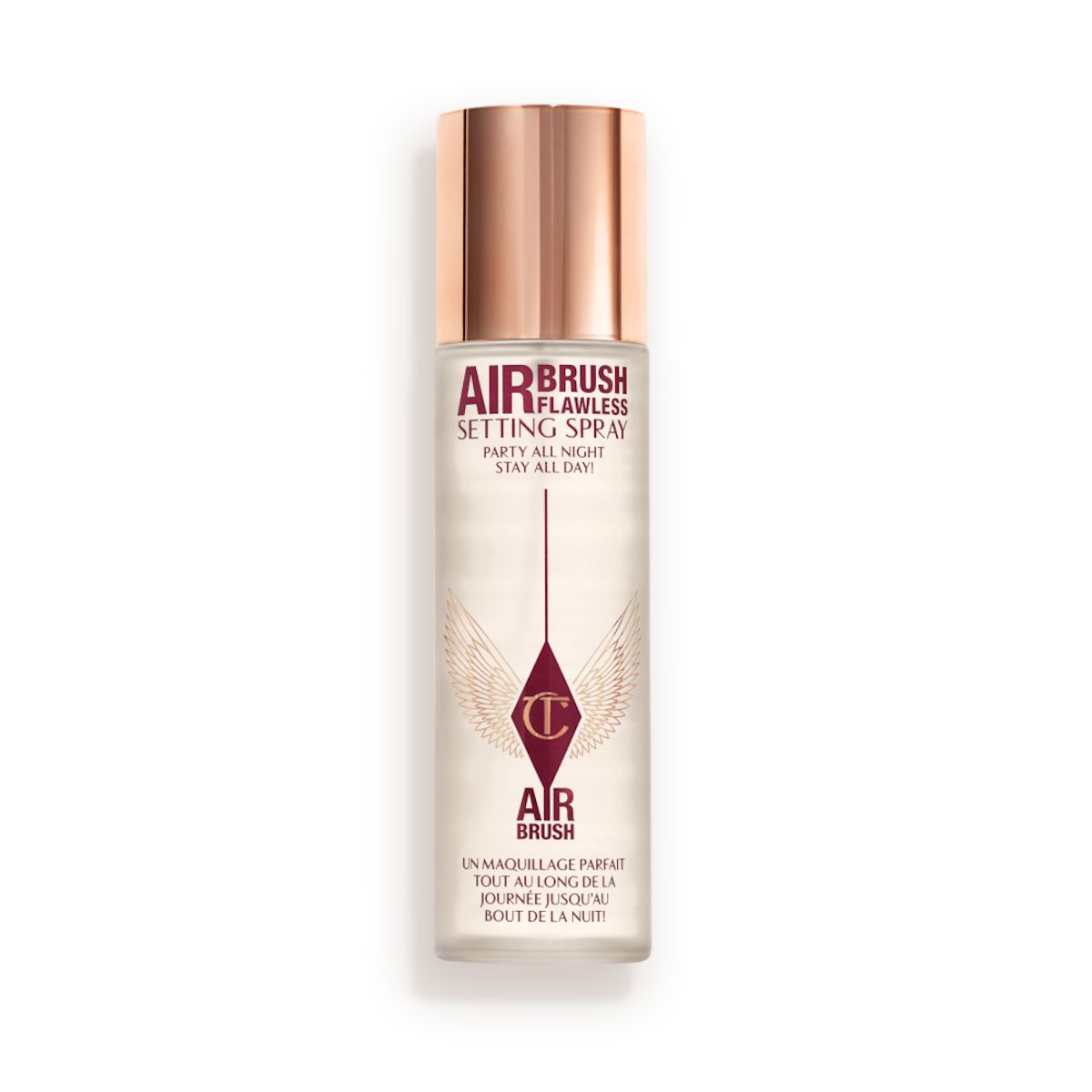 Charlotte Tilbury Airbrush Flawless Setting Spray bottle with a 'Best Seller' badge.