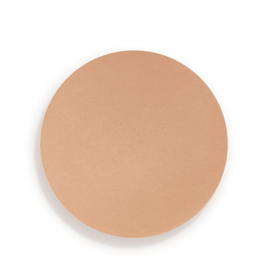 Swatch of a finely-milled bronzer in a light brown shade, which is perfect for fair tones.