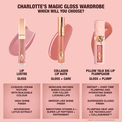 Lip Gloss comparison: Comparing Collagen Lip Bath, Lip Lustre and Pillow Talk Plumpgasm