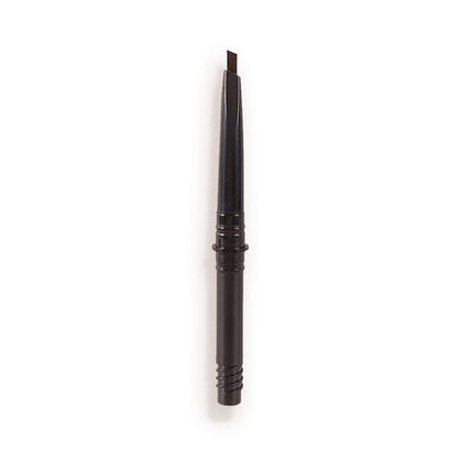 An open, black-brown-coloured eyebrow tint refill with a black-coloured body.
