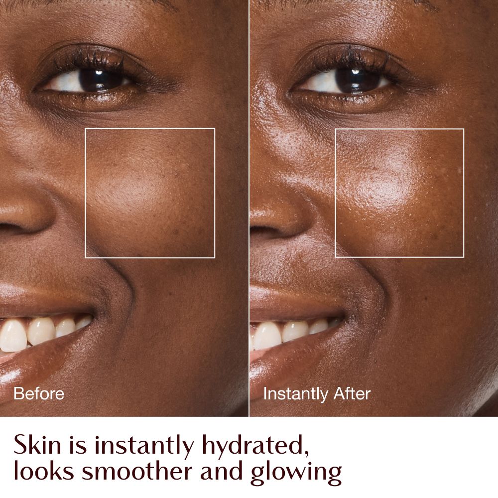 magic cream - before and after hydration infographic - model Mandy