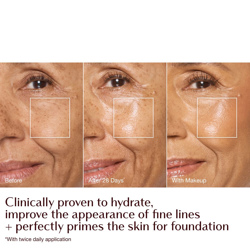 Magic Cream - before and after with makeup infographic - model Anna