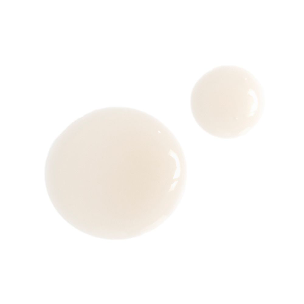 Swatch of a cream-coloured pearlescent face serum.