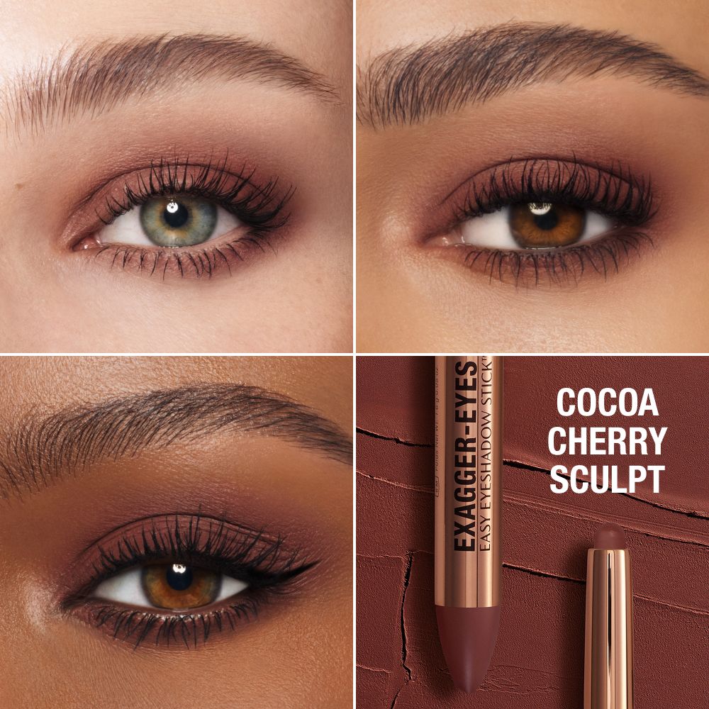 Exagger-eyes Eyeshadow Stick - Cocoa Cherry Sculpt Model Close Up Eye Grid