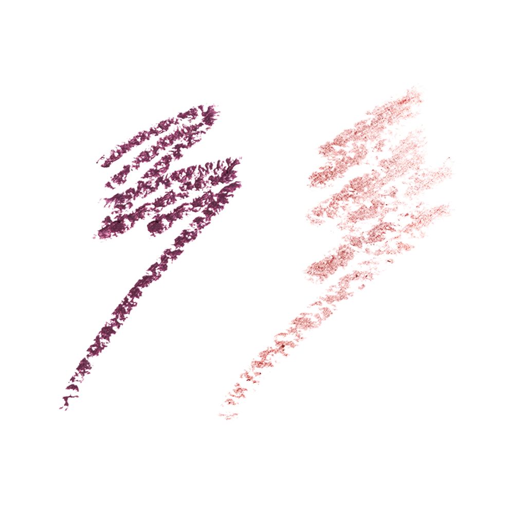 Swatches of two matte and metallic eyeliners in light maroon and violet colours.