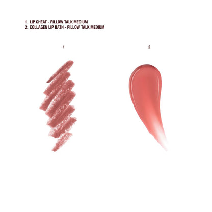 PILLOW TALK MEDIUM LIP CHEAT + COLLAGEN LIP BATH TEXTURE SWATCH