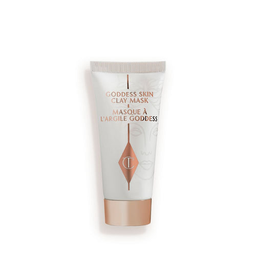 A wash-off clay mask in a white-coloured tube with a gold-coloured lid.