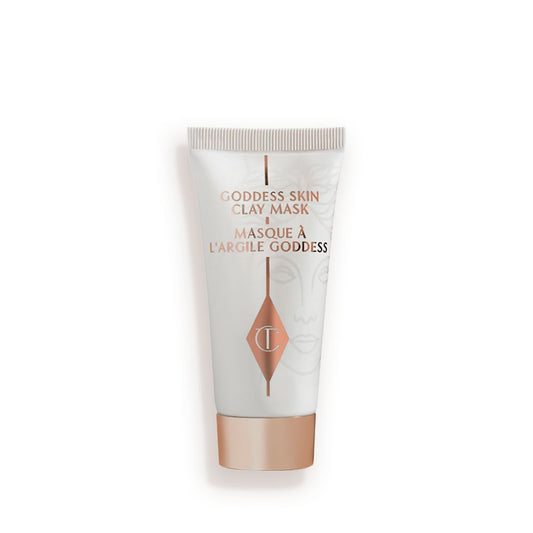 A wash-off clay mask in a white-coloured tube with a gold-coloured lid.