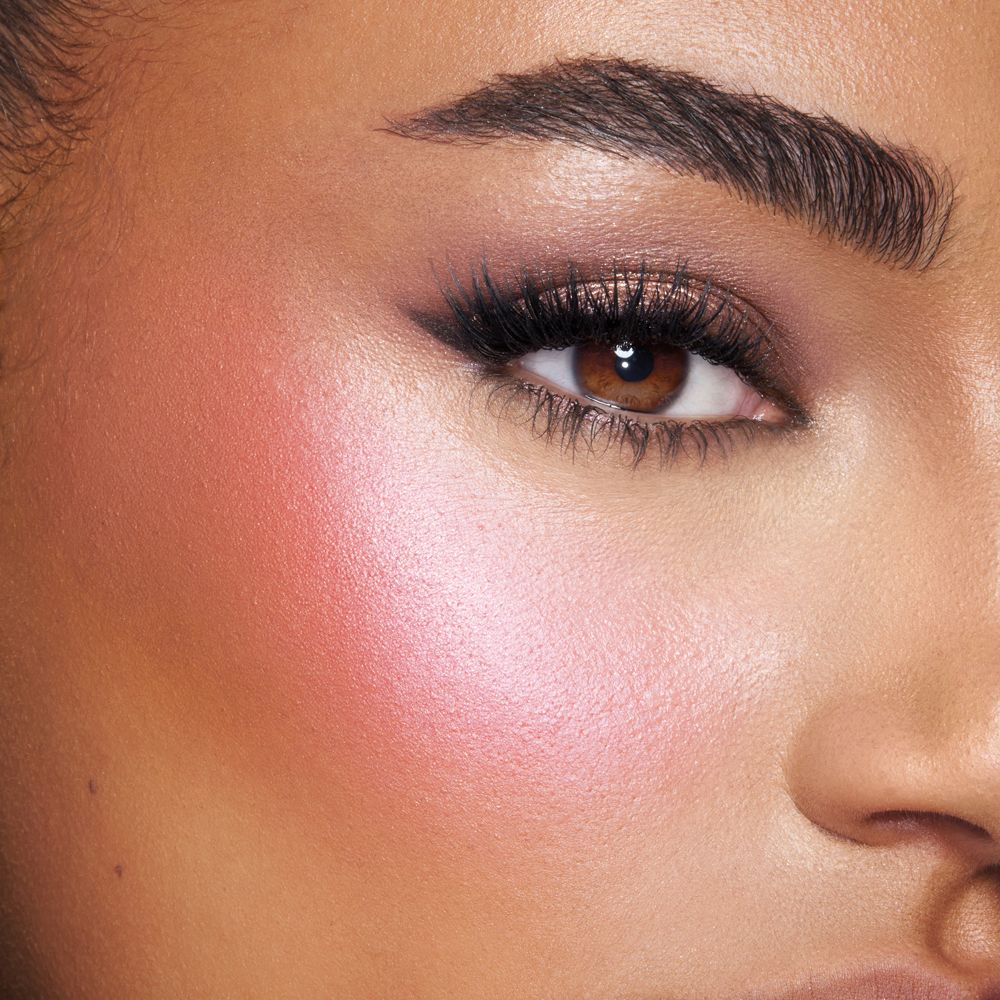 Hollywood Blush & Glow Glide Palette - fair-medium on tan skin model