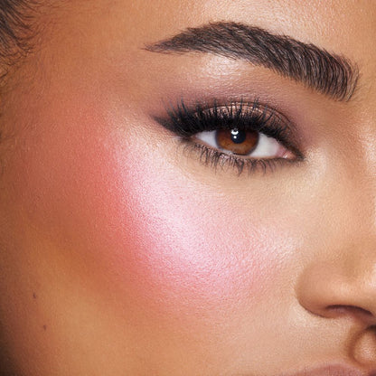 Hollywood Blush & Glow Glide Palette - fair-medium on tan skin model