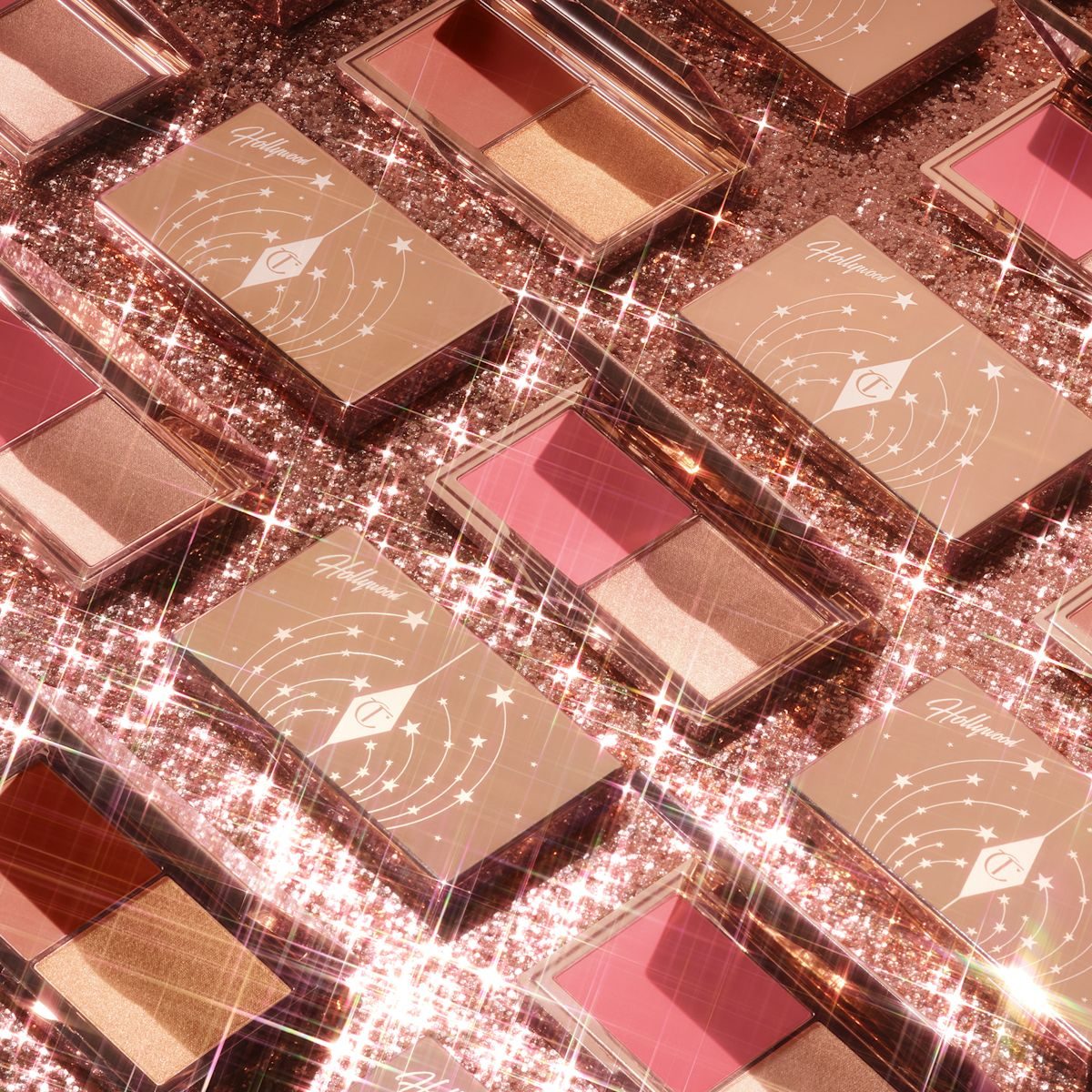 Hollywood Blush & Glow Glide Palette - fair-medium packaging with sparkle background
