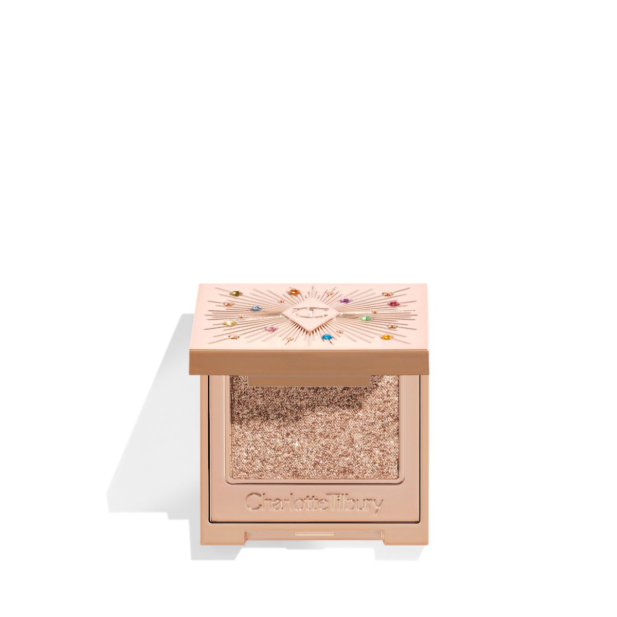 Single-pan eyeshadow compact with an iridescent pearl eyeshadow with very fine shimmer.
