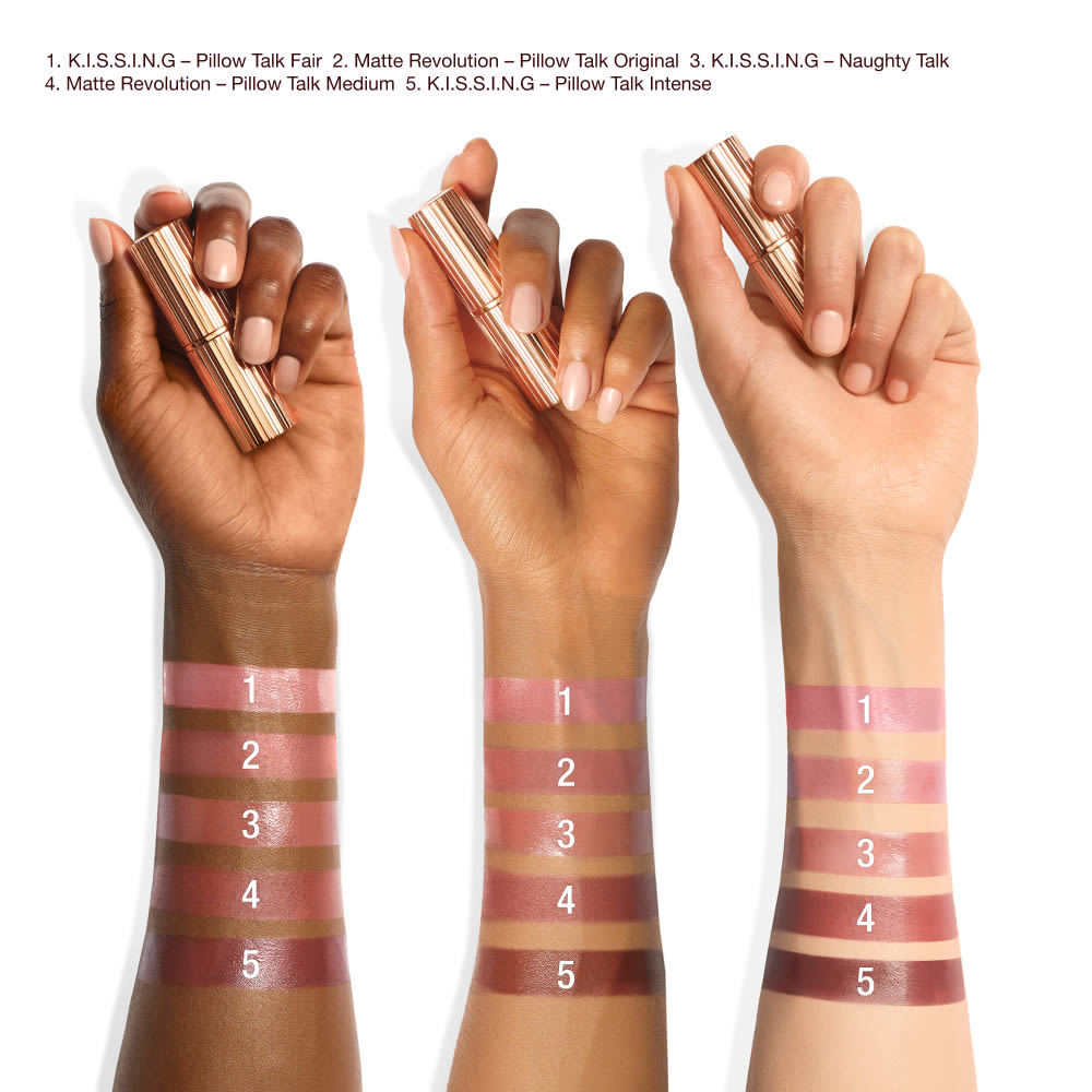 PILLOW TALK FAIR, OG, MED, DEEP + NAUGHTY TALK ARM SWATCH
