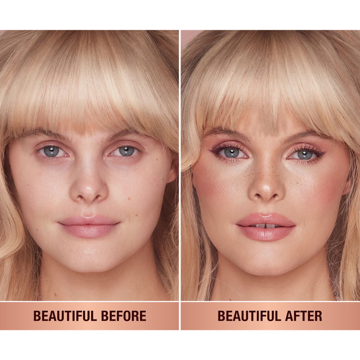 Model before and after wearing Pillow Talk