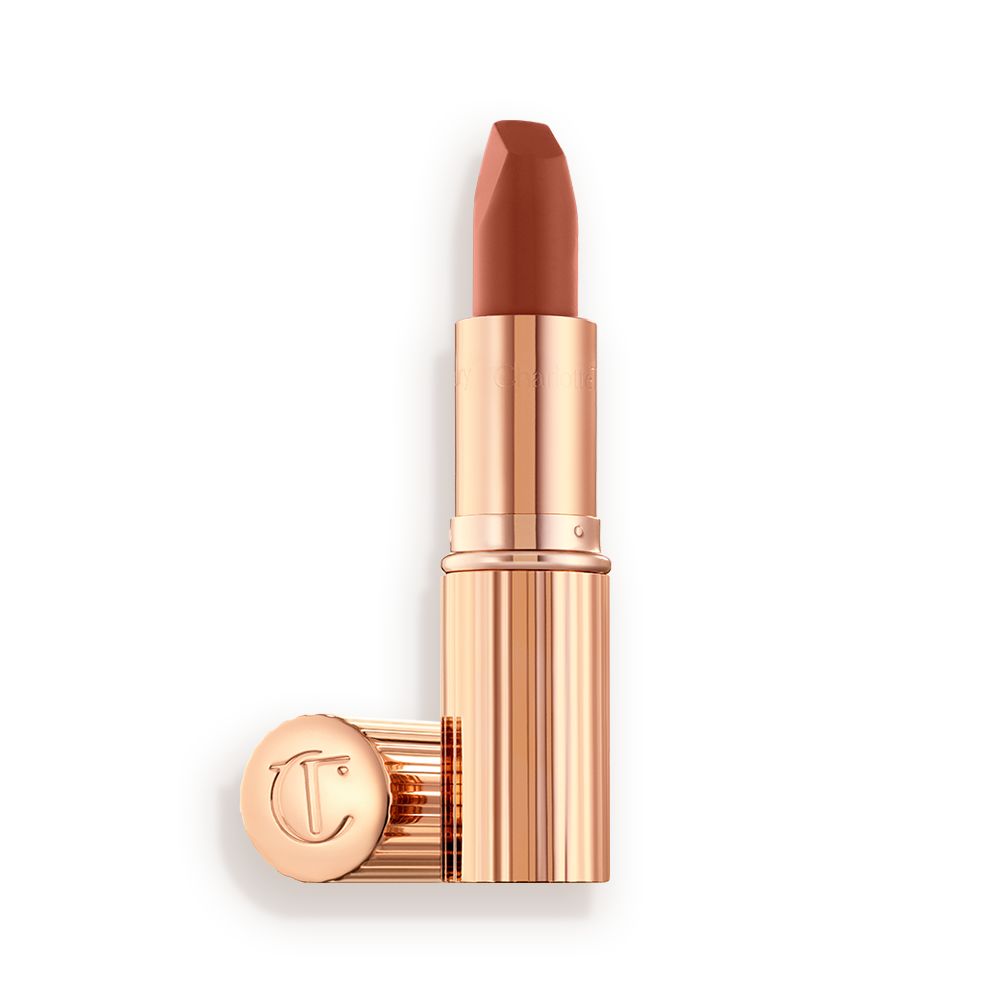 An open lipstick in a deep, sultry rose-brown nude shade with a matte finish.
