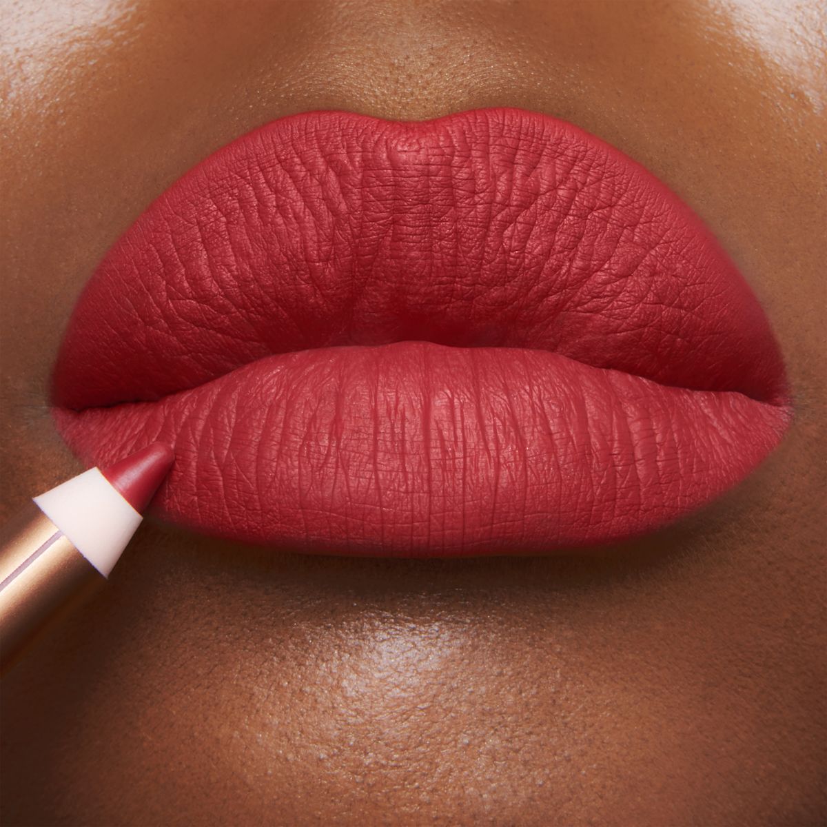 Red Carpet Red on a deep skin tone model