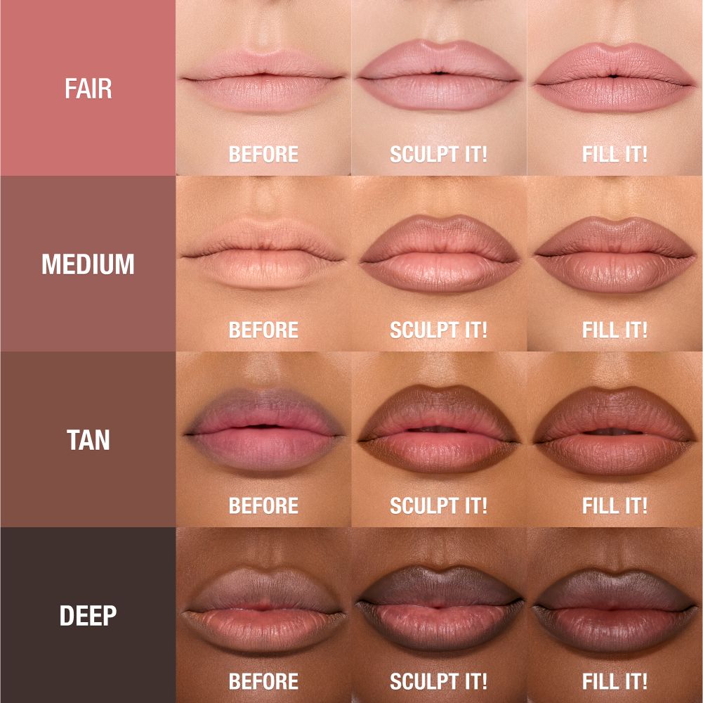 Models application process showing 4 different shades on different skin tones.