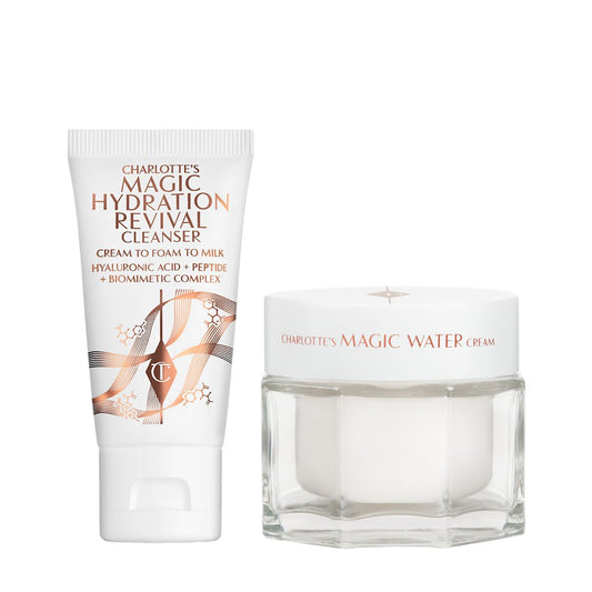 Magic Water Cream and Magic Hydration Revival Cleanser packaging