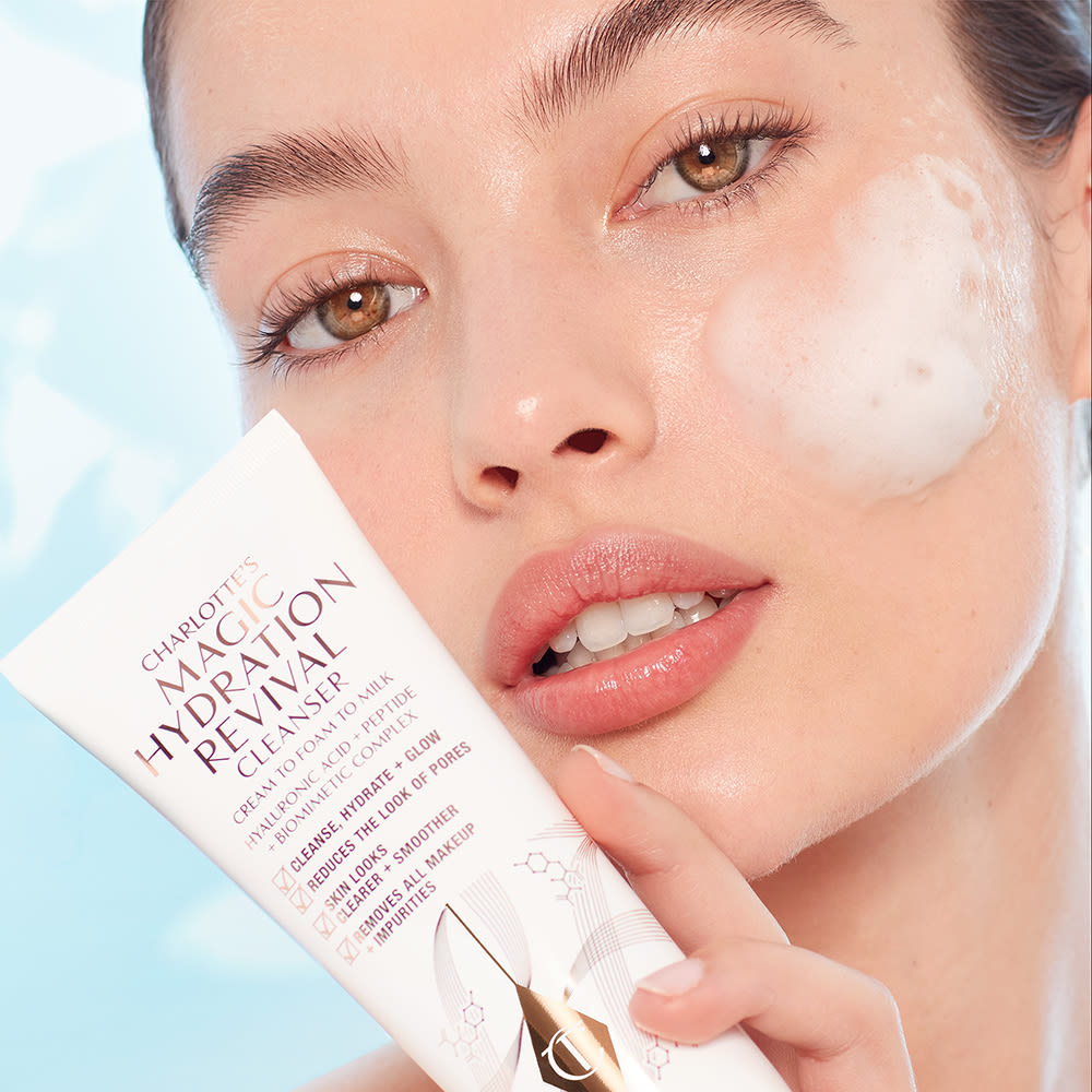 Claudia removing Halloween makeup with foaming cleanser
