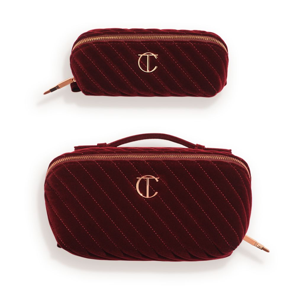 Makeup Bag of Dreams Makeup Organiser Duo: Large and Mini Compartmentalised Velvet Makeup Bags