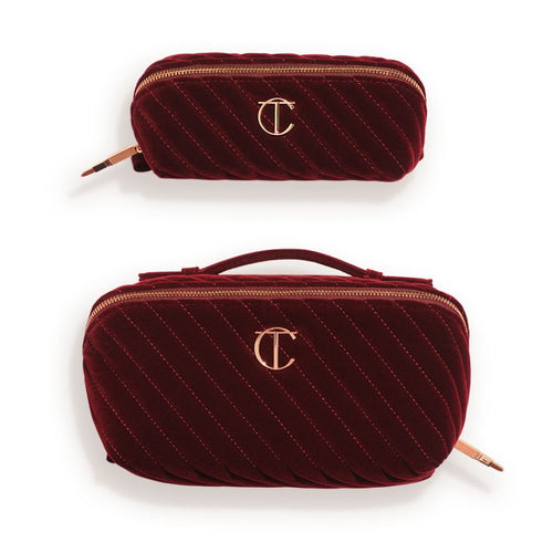 Makeup Bag of Dreams Makeup Organiser Duo: Large and Mini Compartmentalised Velvet Makeup Bags