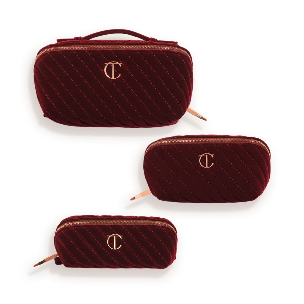 Makeup Bag of Dreams Makeup Organiser Trio: Mini, Medium and Large Compartmentalised Velvet Makeup Bag