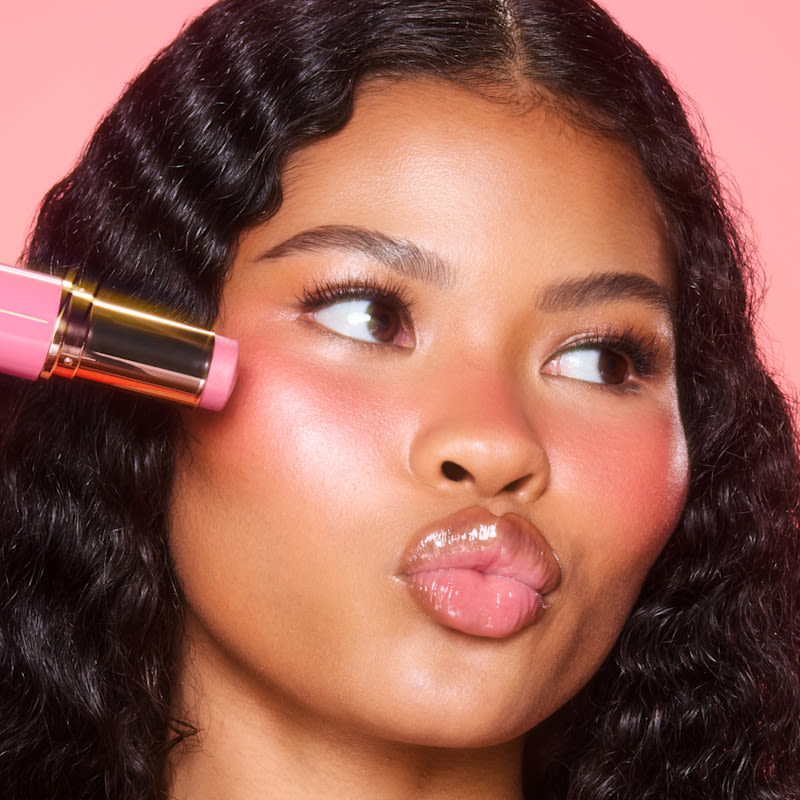 Rosy glow cream blush application