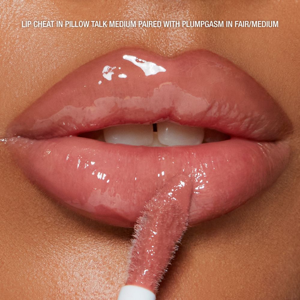 LIP CHEAT IN PILLOW TALK MEDIUM PAIRED WITH PLUMPGASM IN FAIR/MEDIUM