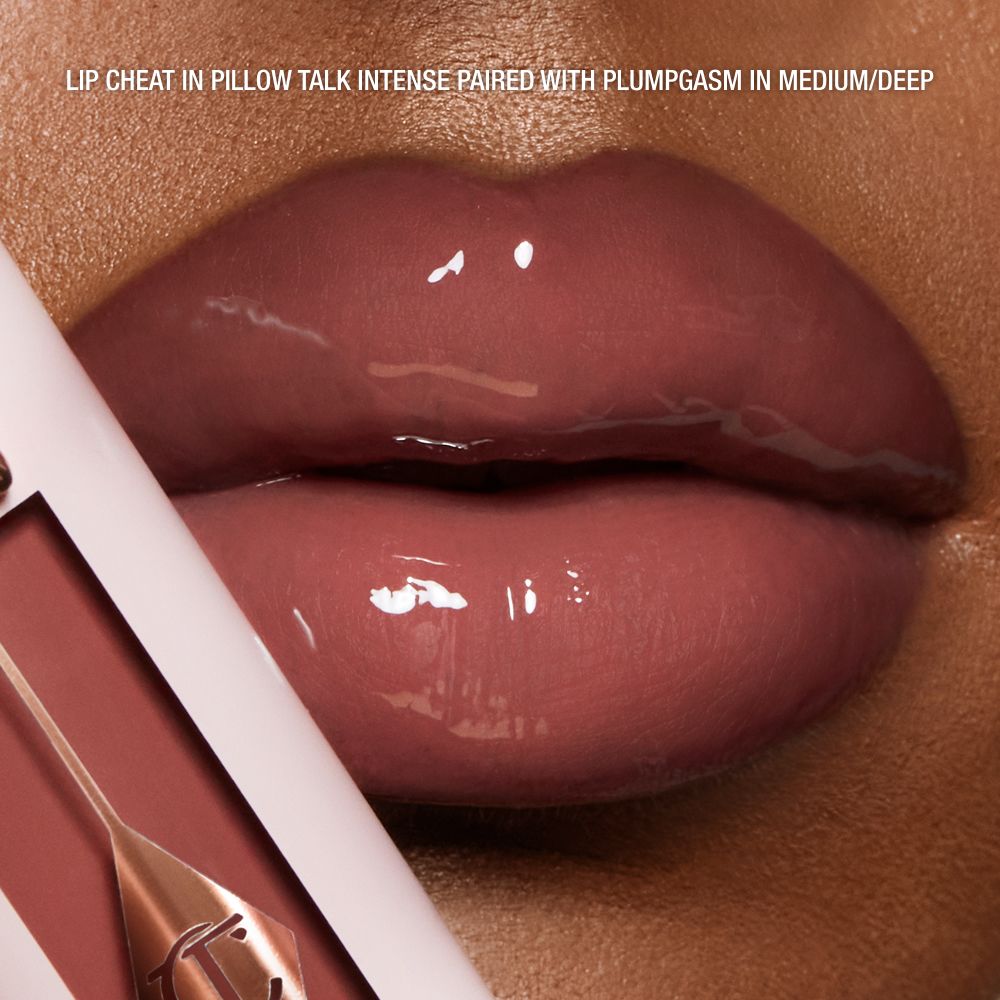 LIP CHEAT IN PILLOW TALK INTENSE PAIRED WITH PLUMPGASM IN MEDIUM/DEEP