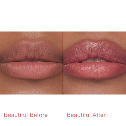 Pillow Talk Blush Balm Lip Tint - Pillow Talk Medium Before and After model