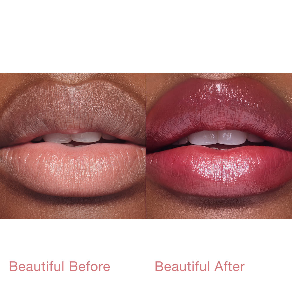 Pillow Talk Blush Balm Lip Tint - Cherry Talk Before and After Model