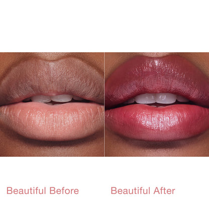 Pillow Talk Blush Balm Lip Tint - Cherry Talk Before and After Model
