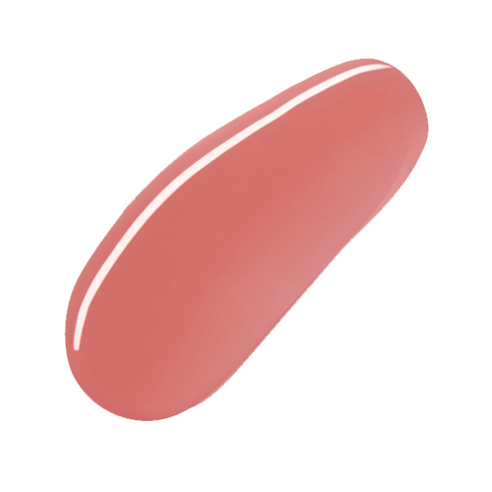 Swatch of a nude-pink lip gloss with a high-shine finish.