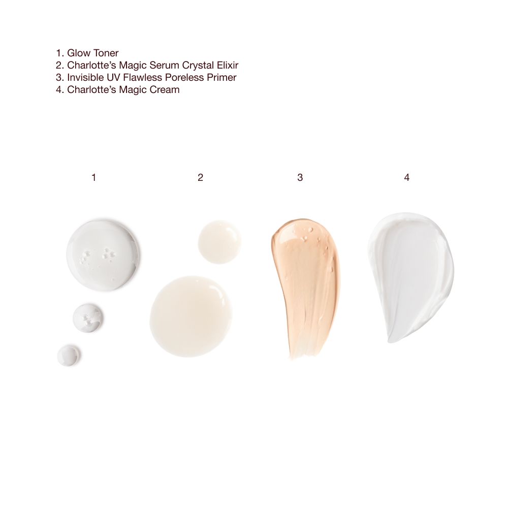 Magic Cream + UV Primer + Glow Toner + Serum texture swatch