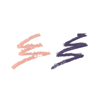 Swatches of a double-sided eyeliner pencil in jet black and nude beige.