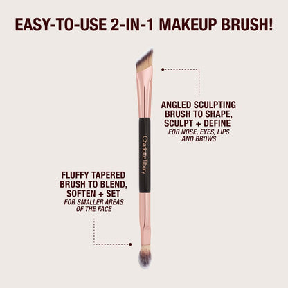 Double-ended angled brush with text.