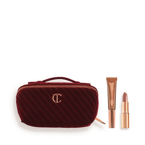 Super Nudes Sculpting Secrets + Large Makeup Bag with Liquid Contour + Nude Lipstick
