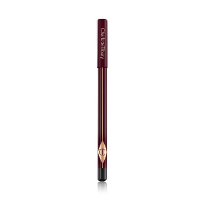 A closed, eyeliner pencil in burgundy packaging with the CT logo printed on it.